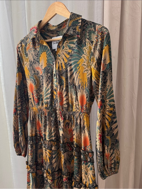 Sam Edelman Dresses & Skirts - Sam Edelman Long-Sleeve Tiered Dress in Mustard, Teal & Rust
